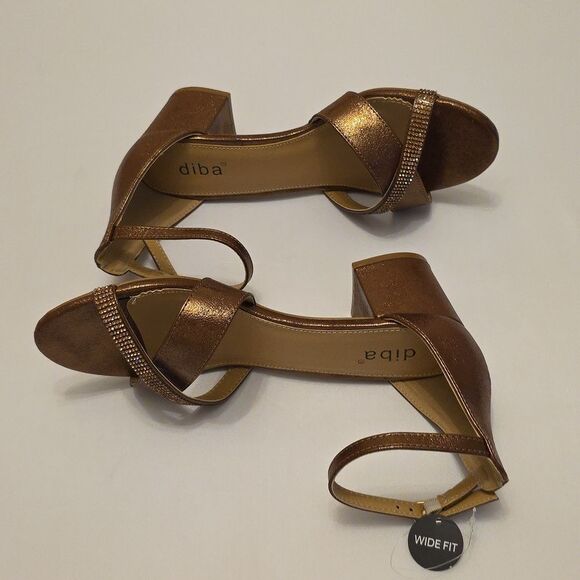 BRAND NEW DIBA LEATHER HEELS with CRISSCROSS STRAS SANDAL R3 - Picture 15 of 16